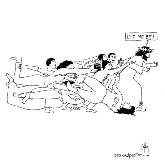Jesus and His Followers Digital Cartoon - by nakedpastor