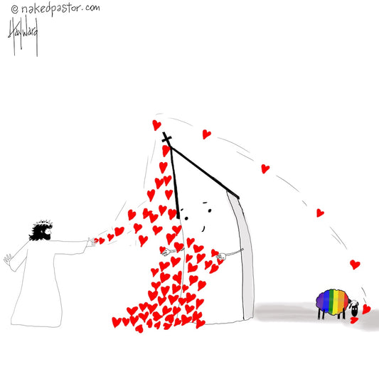 Jesus Throws Love Digital Cartoon - by nakedpastor