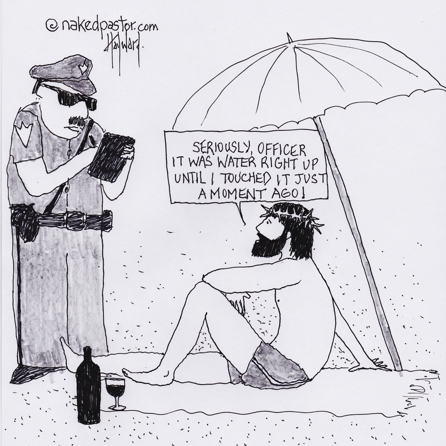 Jesus and Drinking Digital Cartoon - by nakedpastor