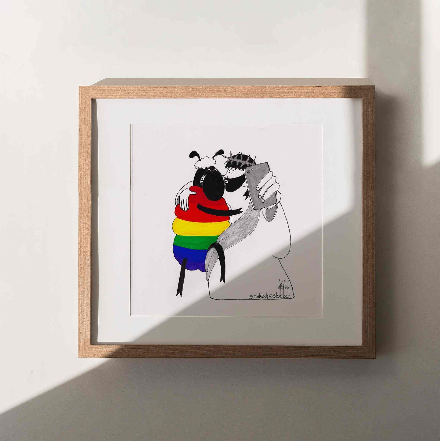 Jesus and the Rainbow Sheep Selfie Print - by nakedpastor