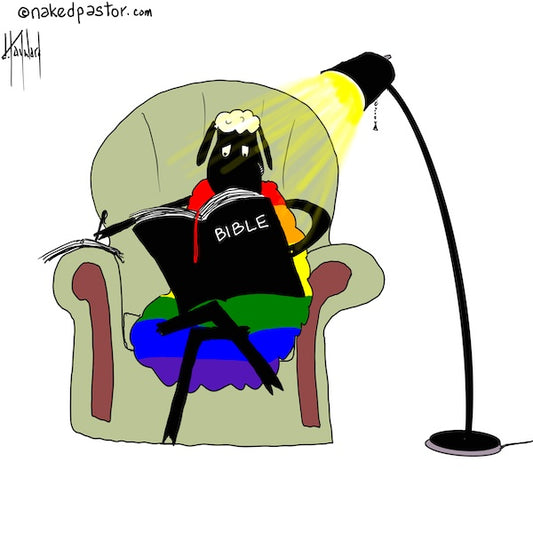LGBTQ Sheep Has Devotions Digital Cartoon - by nakedpastor