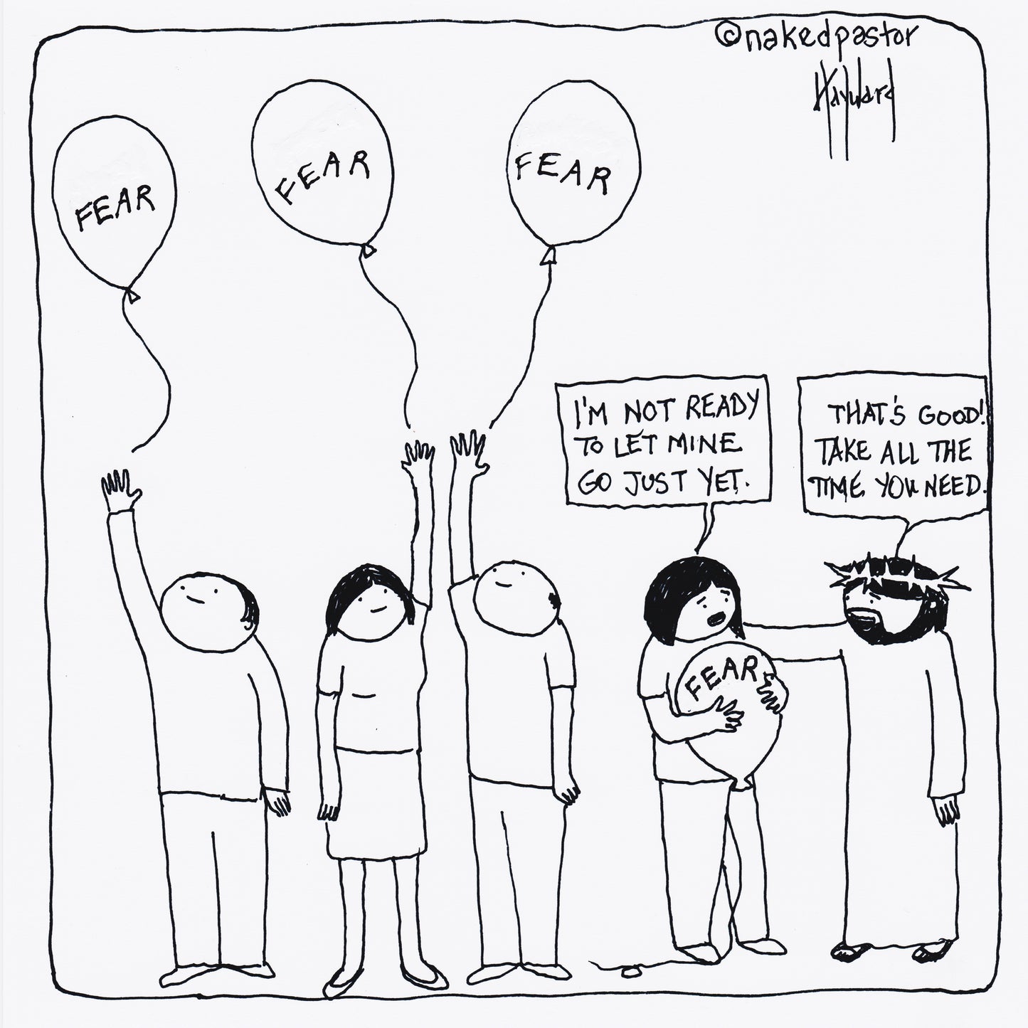 Let Go of Fear Digital Cartoon - by nakedpastor
