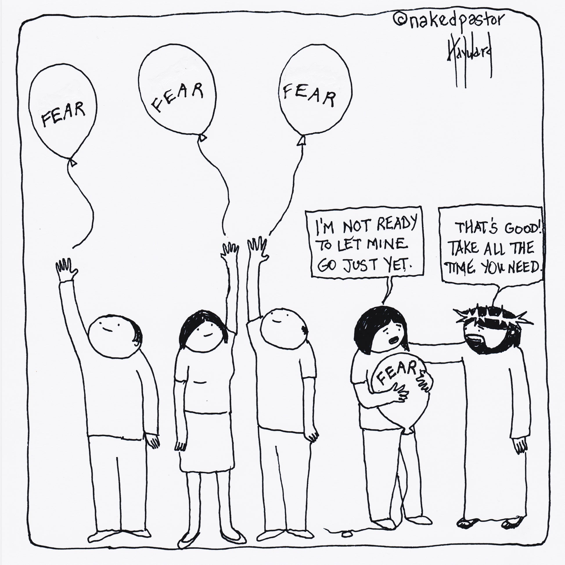 Let Go of Fear Digital Cartoon - by nakedpastor