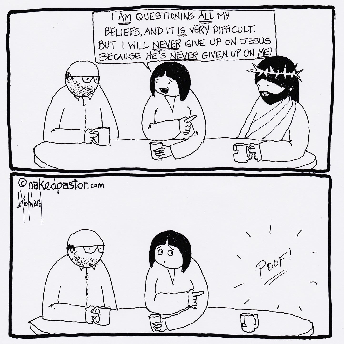 Never Give Up on Jesus Digital Cartoon - by nakedpastor