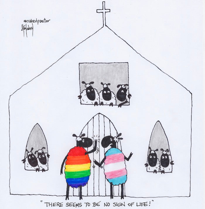No Sign of Life Gay and Trans Original Cartoon Drawing - by nakedpastor