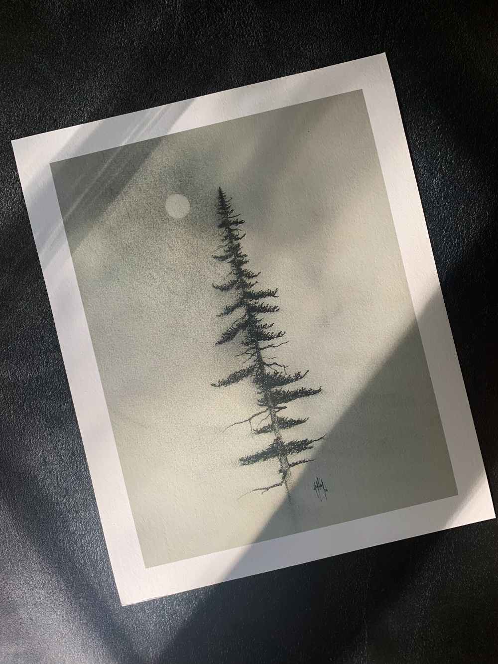 Pine Charcoal Drawing Print