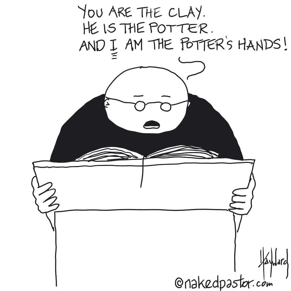 Potter and Clay Digital Cartoon - by nakedpastor