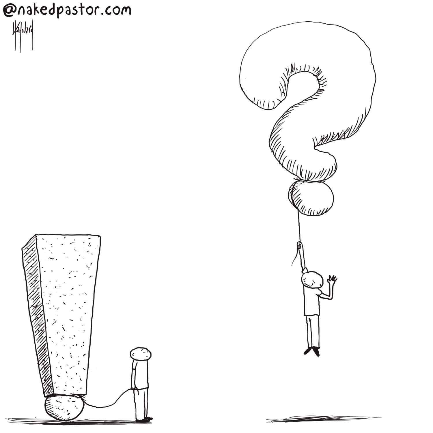 question cartoon black and white