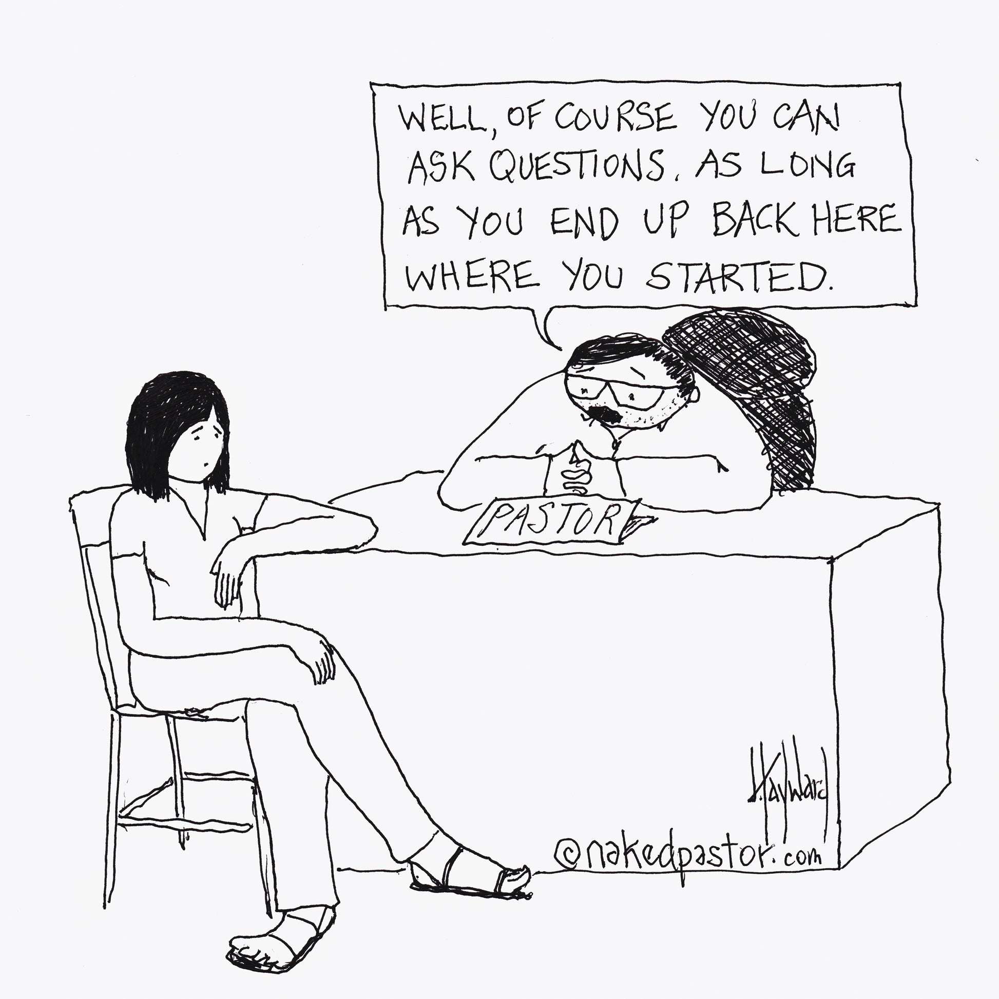 Questions will Lead You Astray Digital Cartoon - by nakedpastor