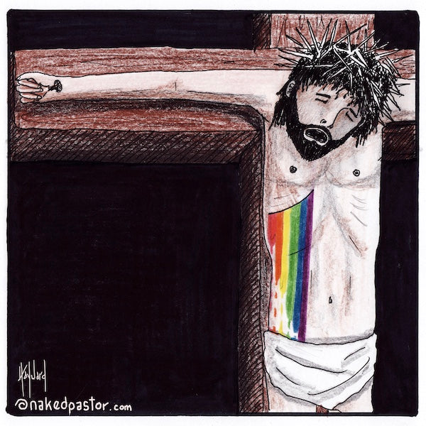 Rainbow Blood of Jesus Digital Cartoon - by nakedpastor