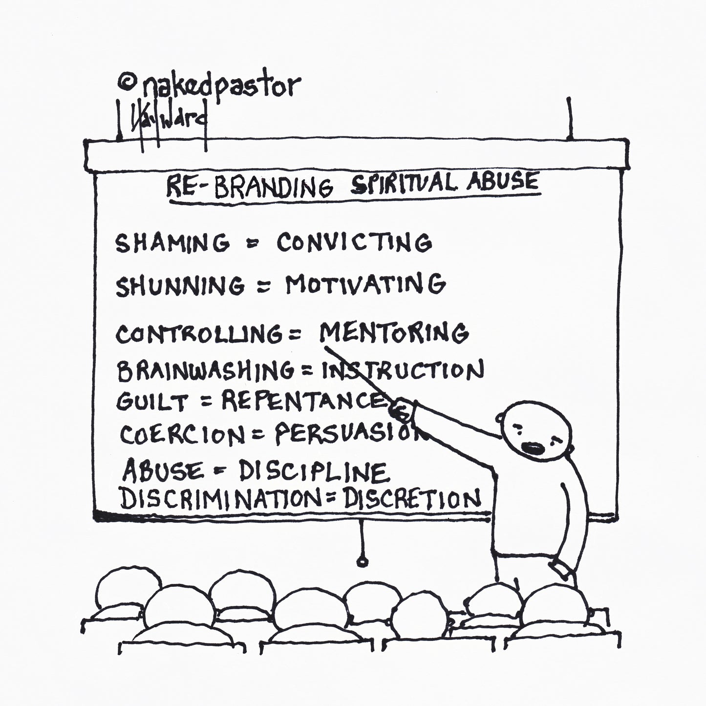 Rebranding Spiritual Abuse Digital Cartoon - by nakedpastor