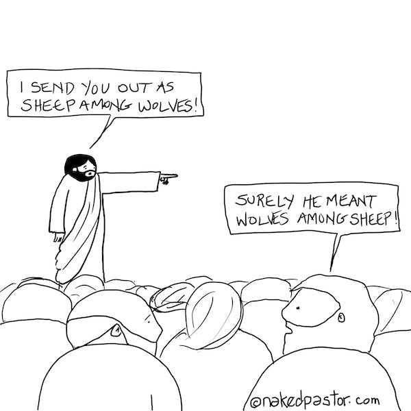 Sheep Among Wolves Or... Digital Cartoon - by nakedpastor