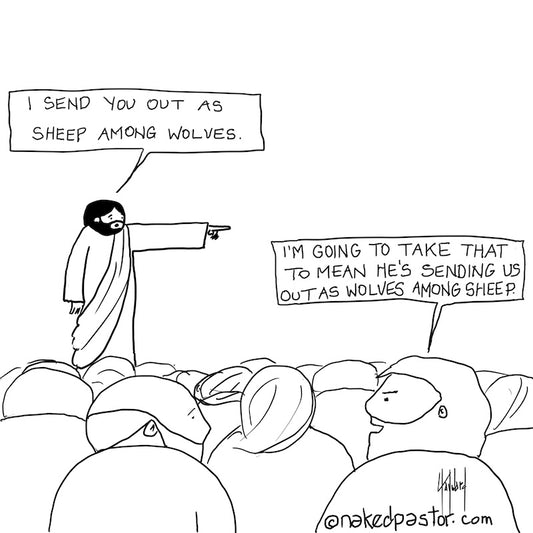 Sheep Among Wolves Among Sheep Digital Cartoon - by nakedpastor