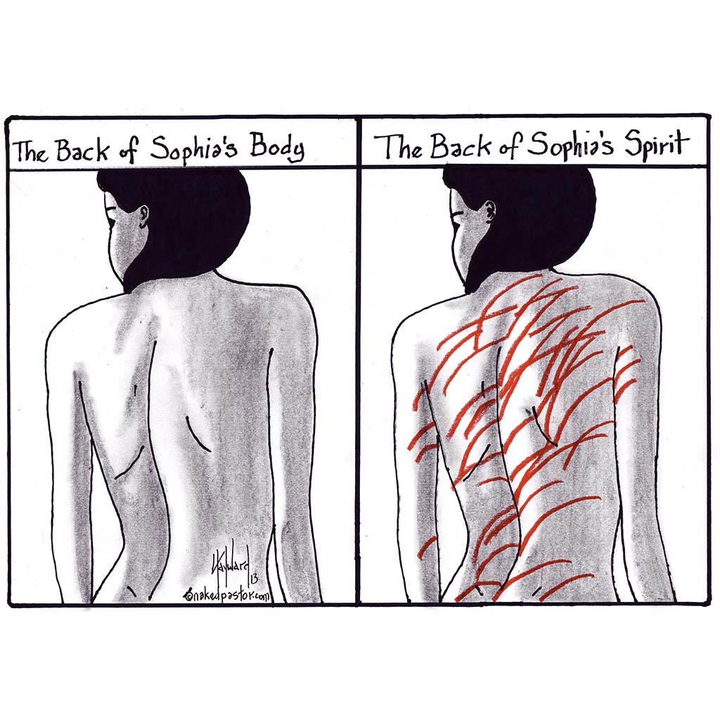 Sophia's Back Cartoon Print - by nakedpastor