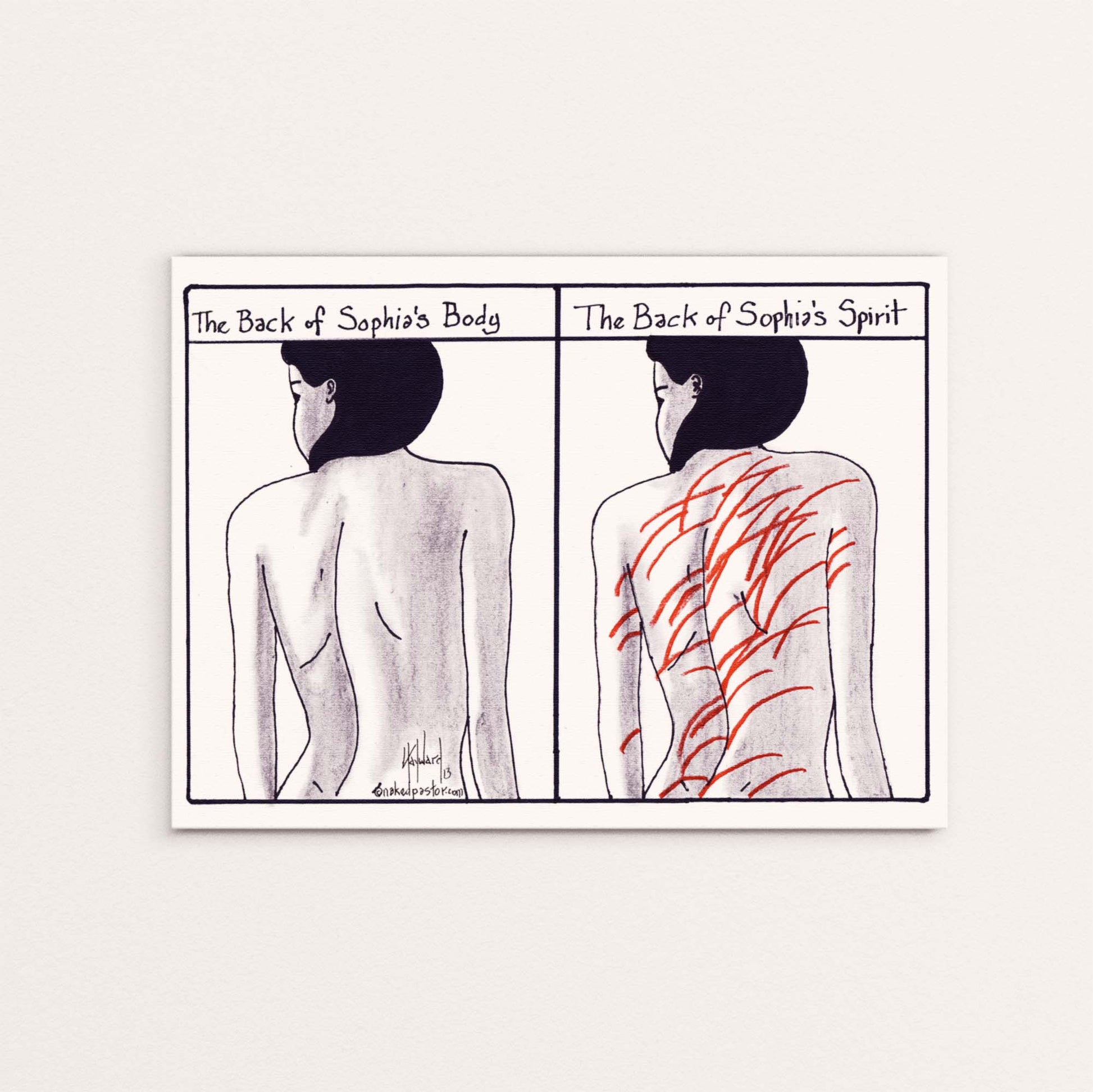 Sophia's Back Cartoon Print - by nakedpastor