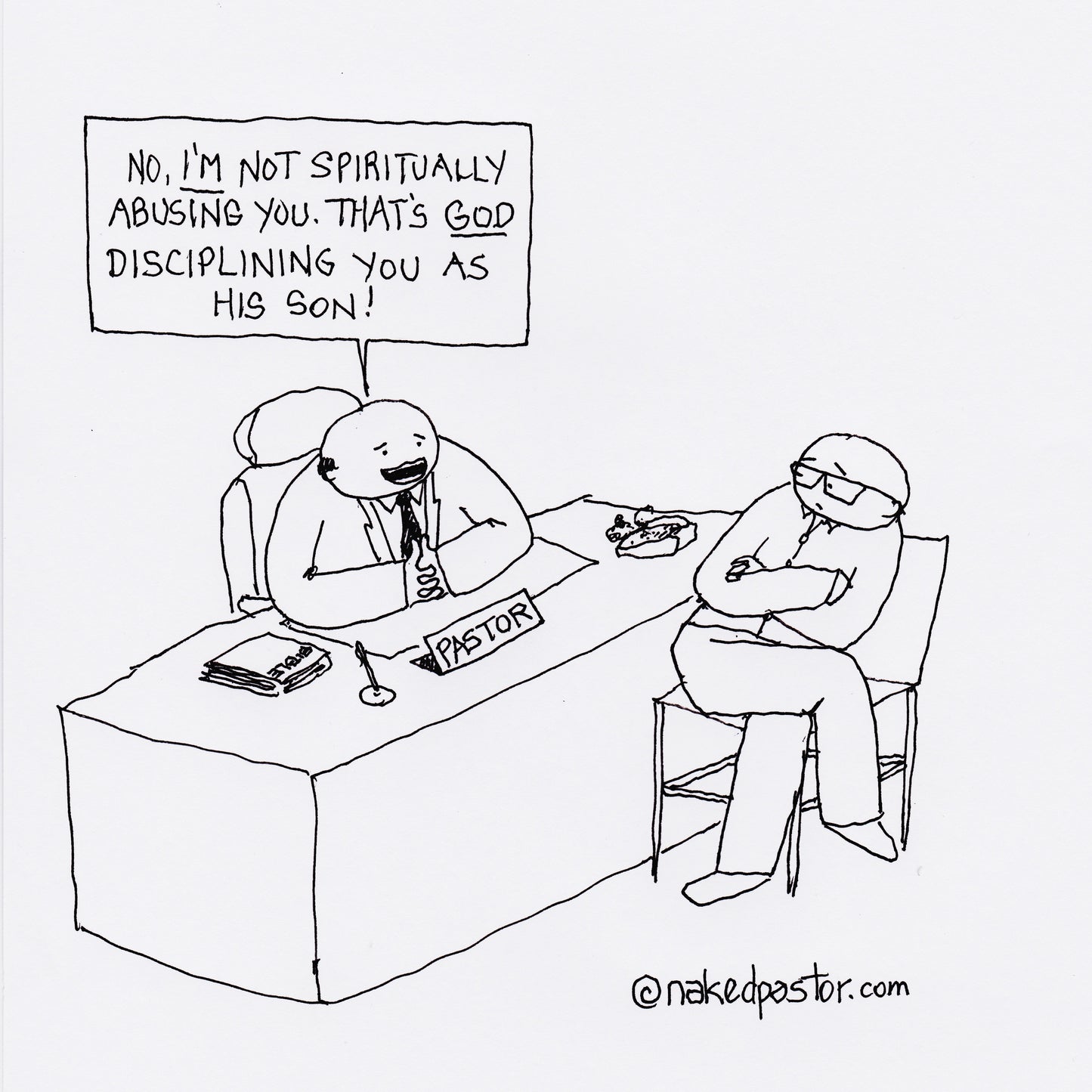 Spiritual Abuse or Discipline? Digital Cartoon - by nakedpastor