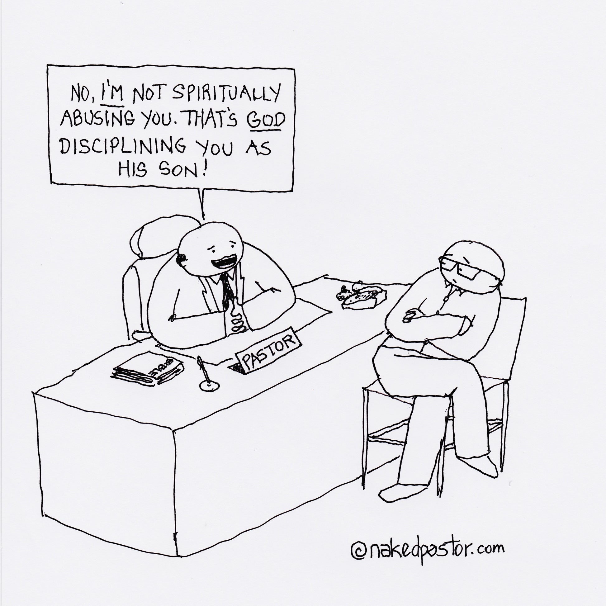 Spiritual Abuse or Discipline? Digital Cartoon - by nakedpastor