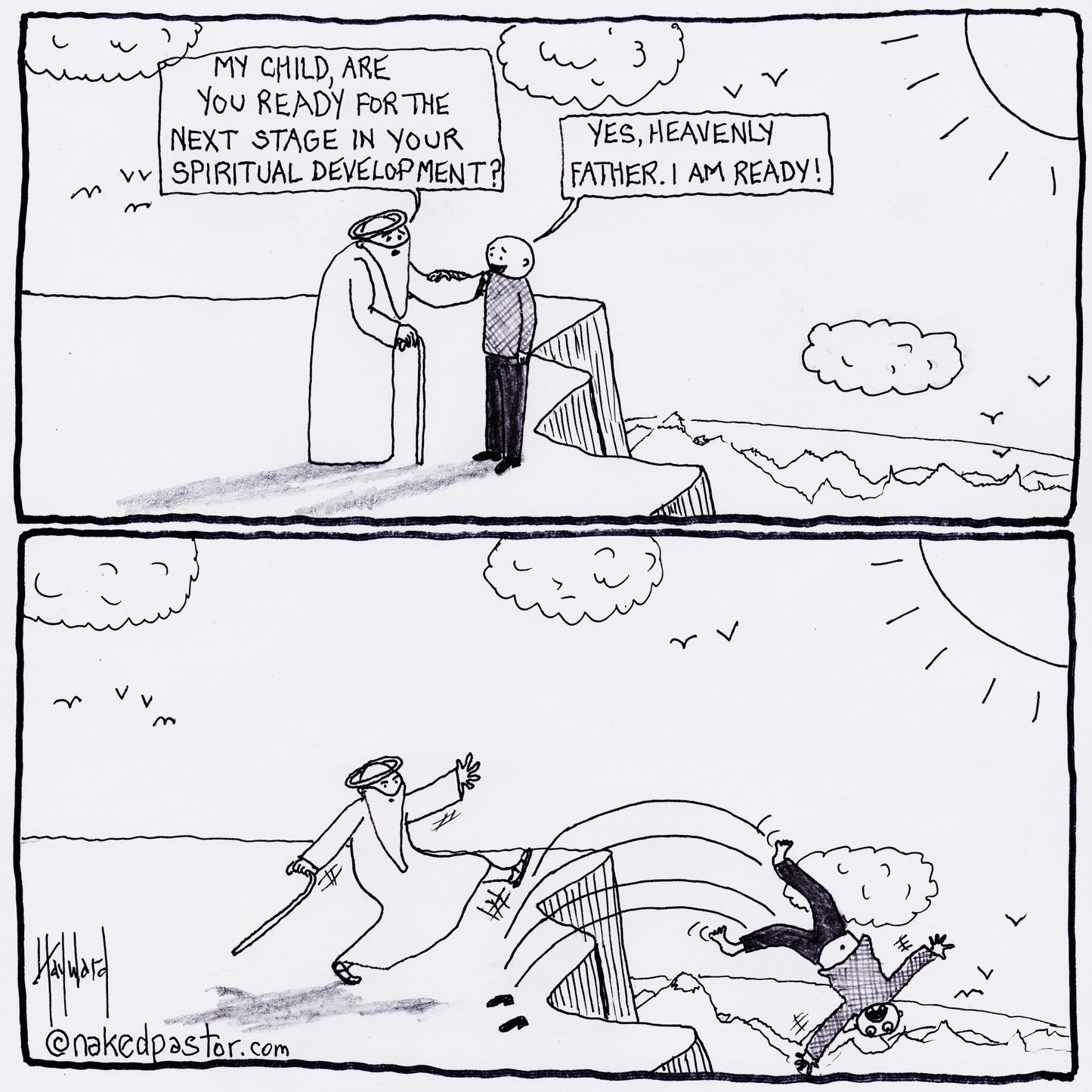 Spiritual Growth Can Hurt Digital Cartoon - by nakedpastor