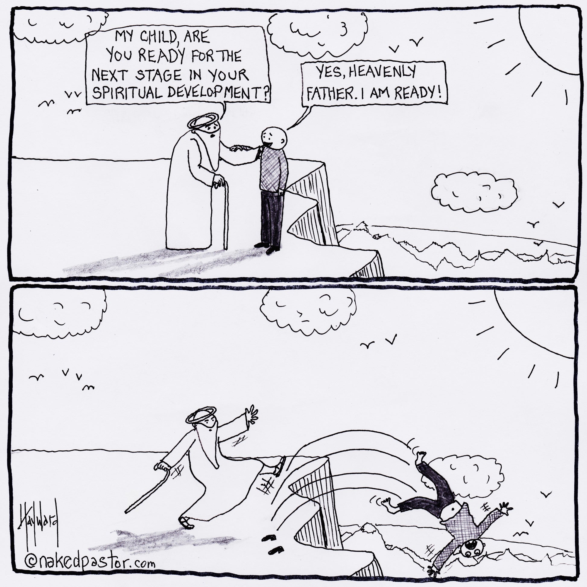 Spiritual Growth Can Hurt Digital Cartoon - by nakedpastor
