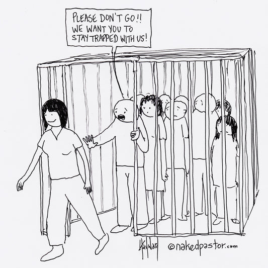 Stay Trapped With Us Digital Cartoon - by nakedpastor