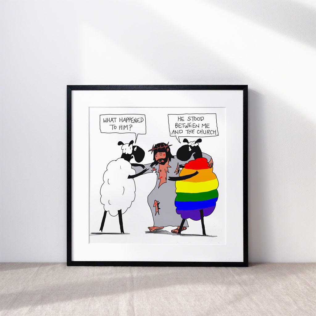 He Stood Between Me and the Church Cartoon Print - by nakedpastor