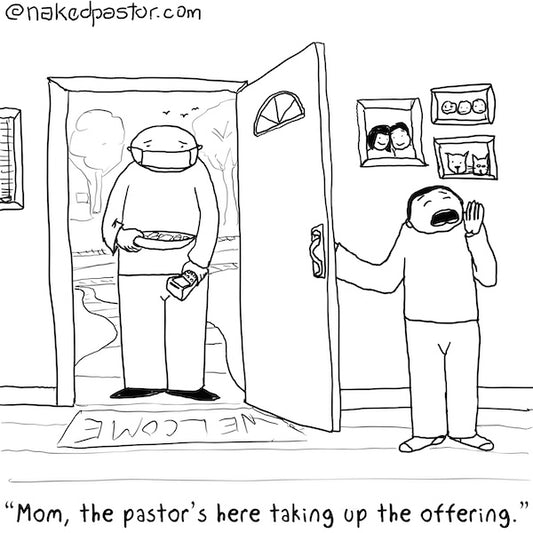 Taking Up the Offering Digital Cartoon - by nakedpastor