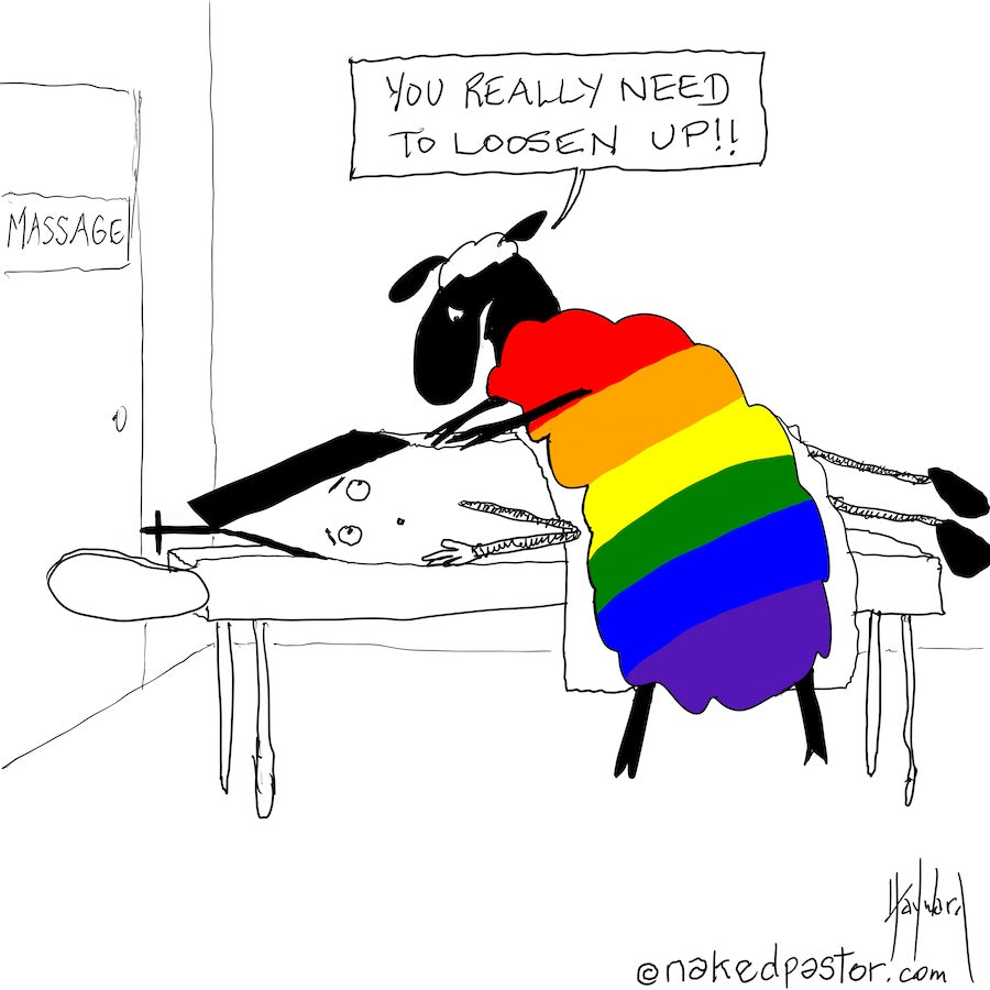 The Church and Massage Digital Cartoon - by nakedpastor