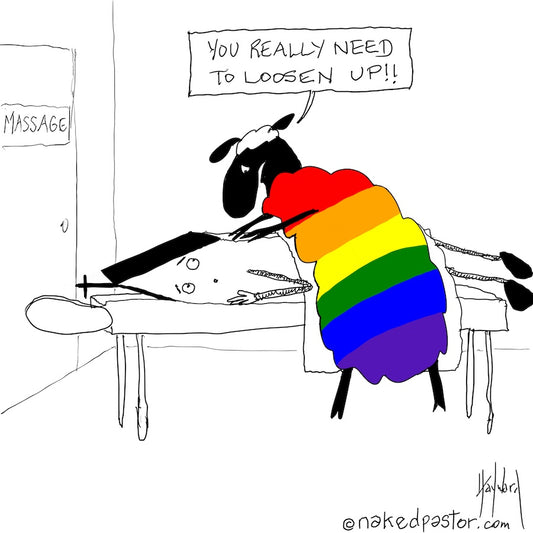 The Church and Massage Digital Cartoon - by nakedpastor
