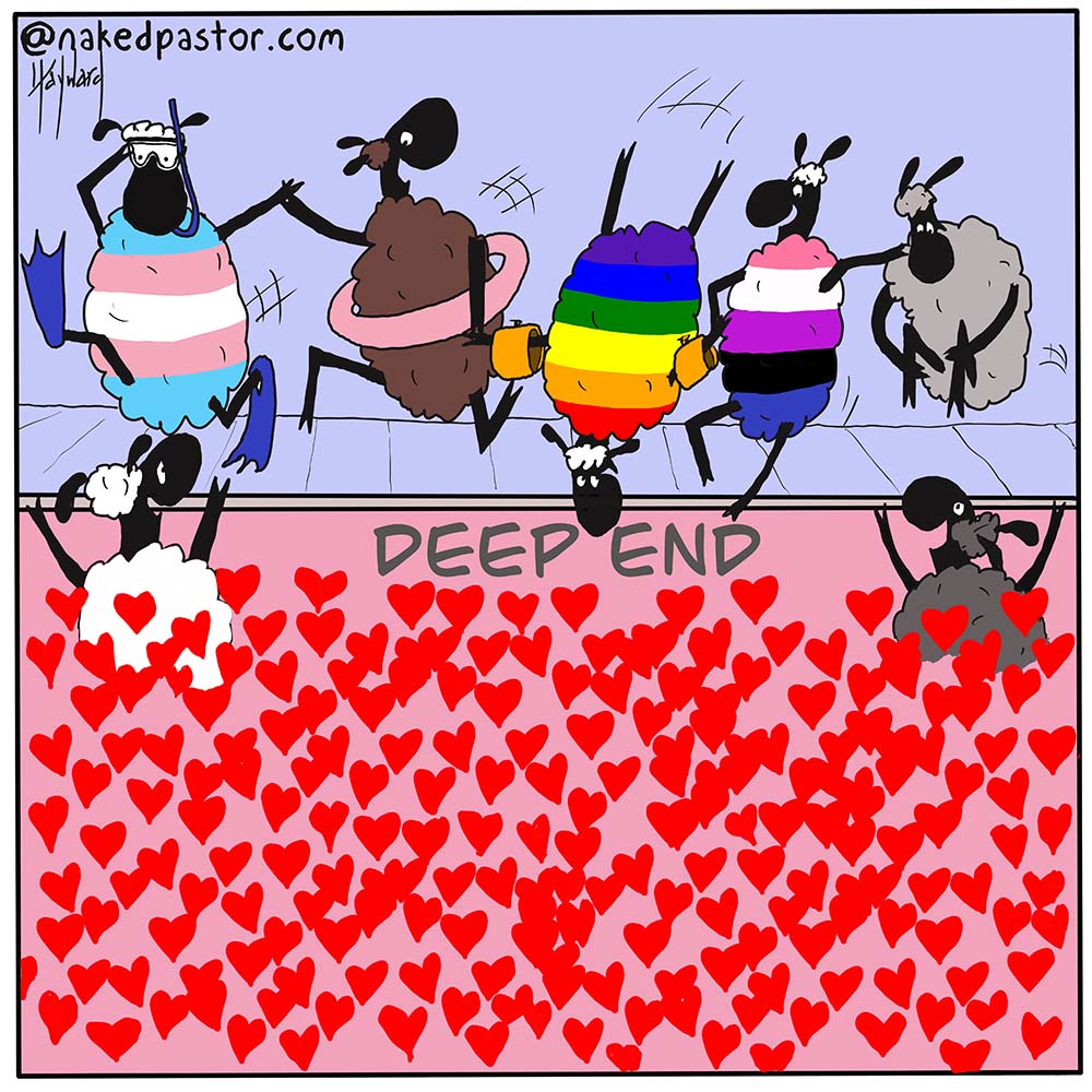 The Deep End of Love Cartoon Print - by nakedpastor