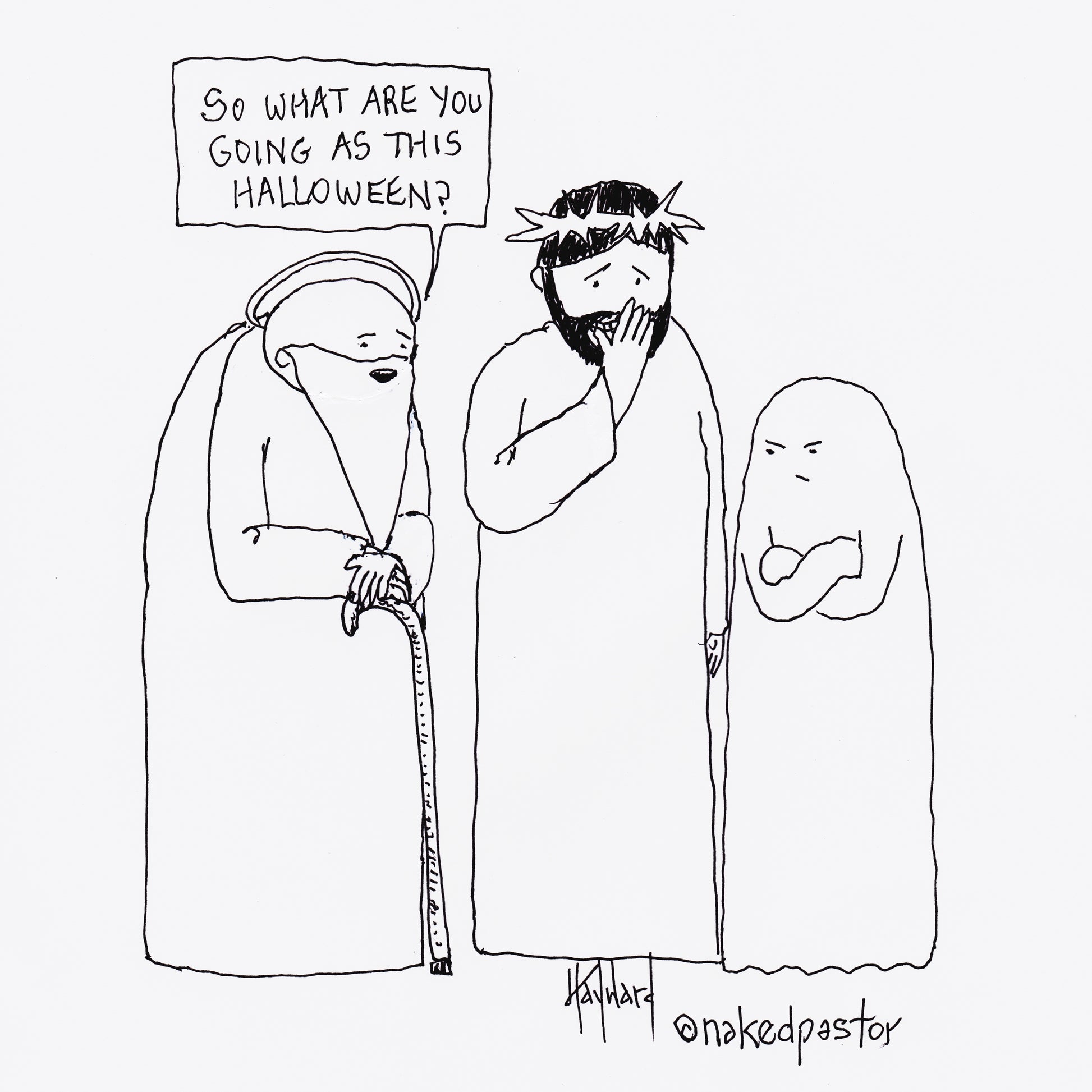 Holy Ghost Halloween Digital Cartoon - by nakedpastor