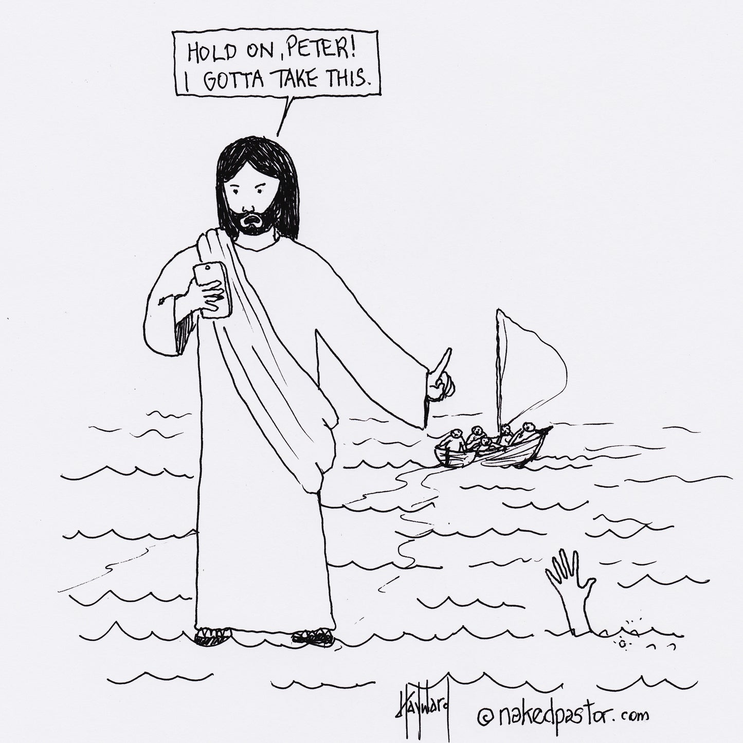 Mobile Jesus Digital Cartoon - by nakedpastor