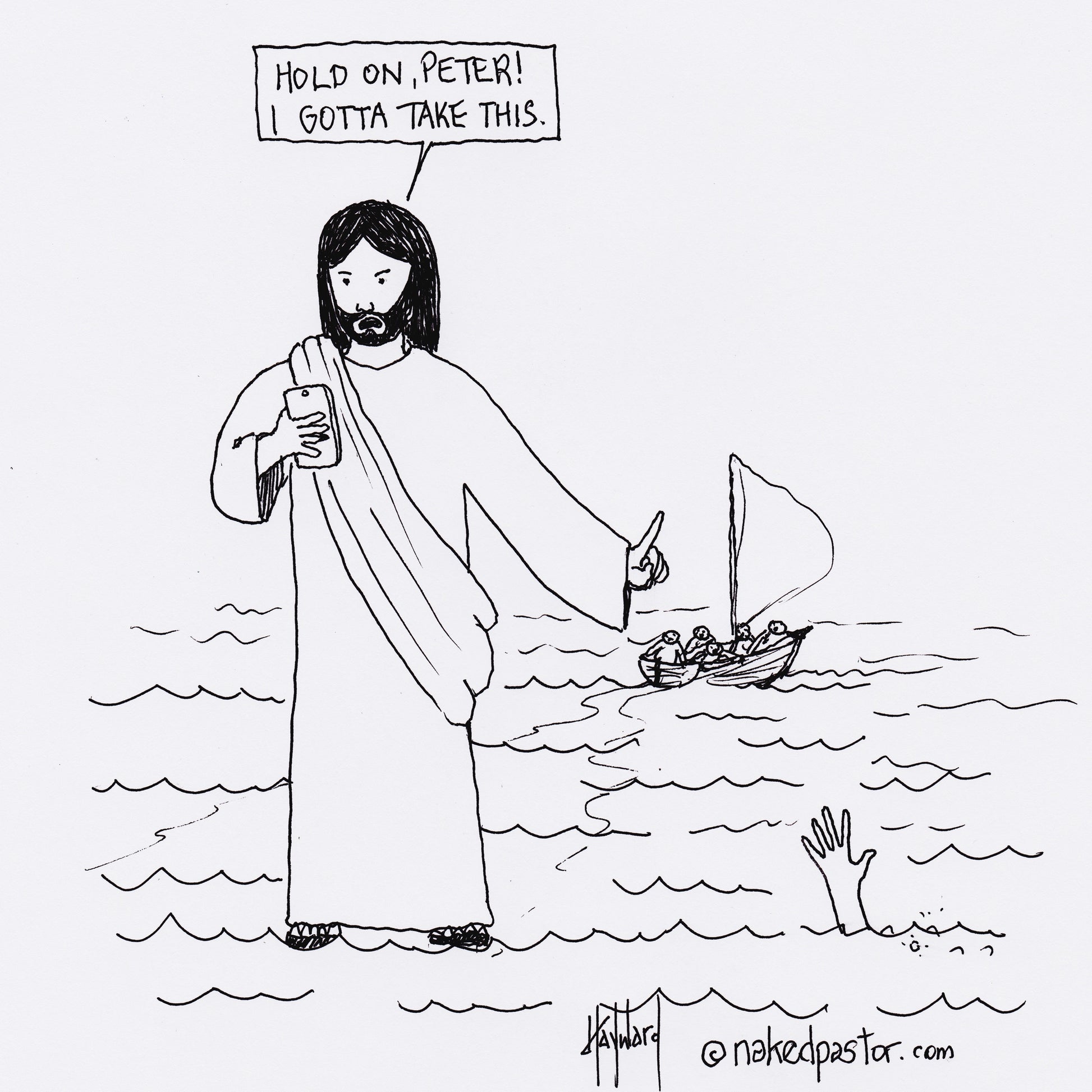 Mobile Jesus Digital Cartoon - by nakedpastor