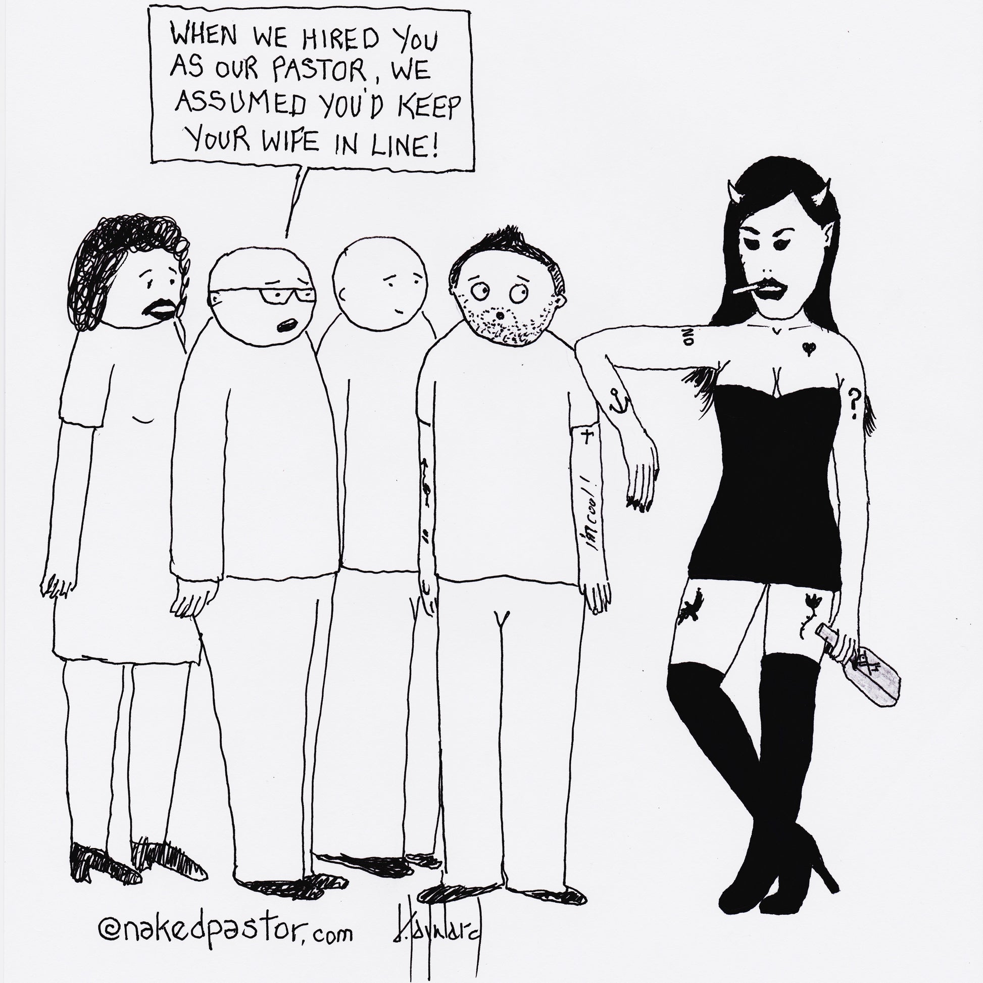 The Pastor's Deconstructing Wife Digital Cartoon - by nakedpastor