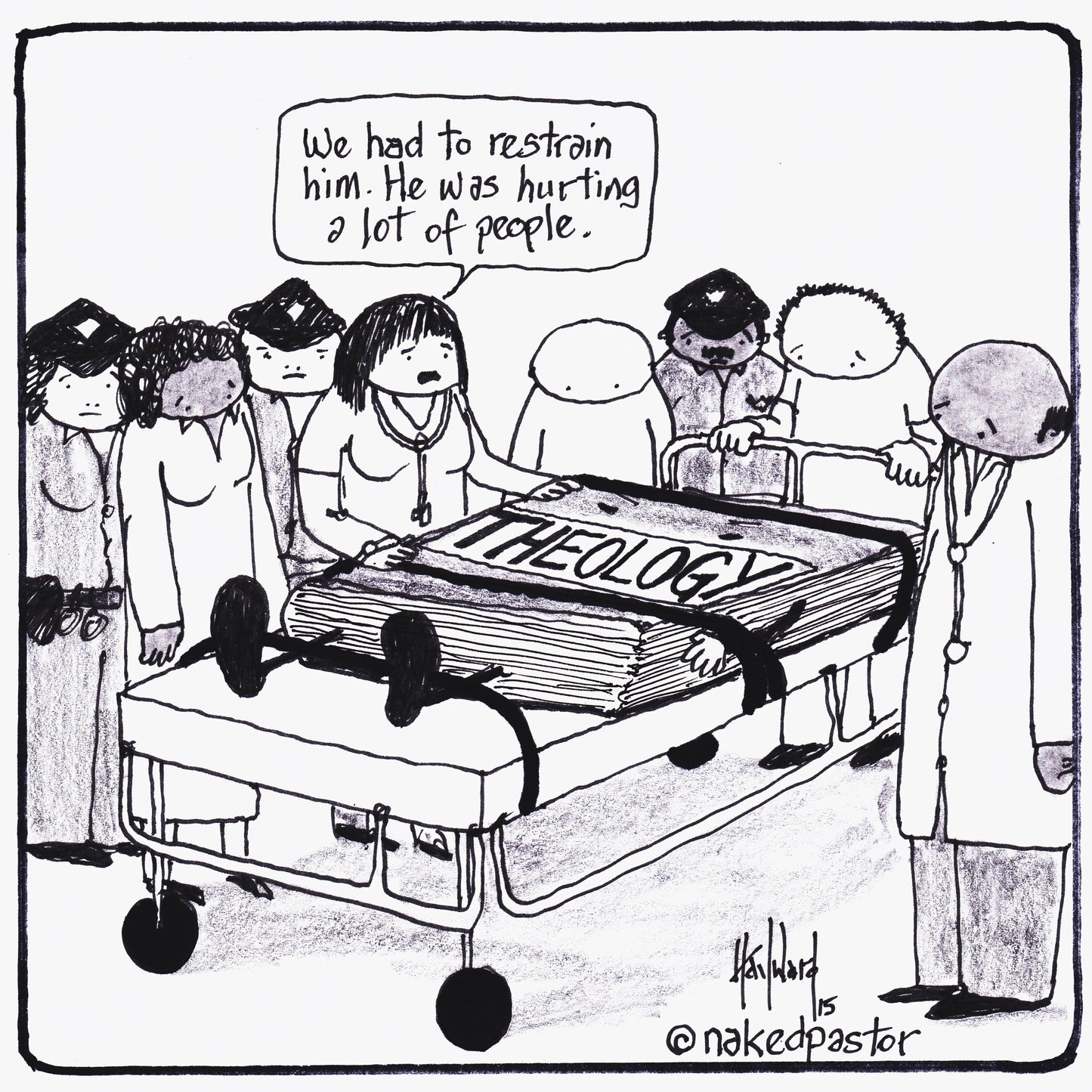Theology Restrained Digital Cartoon