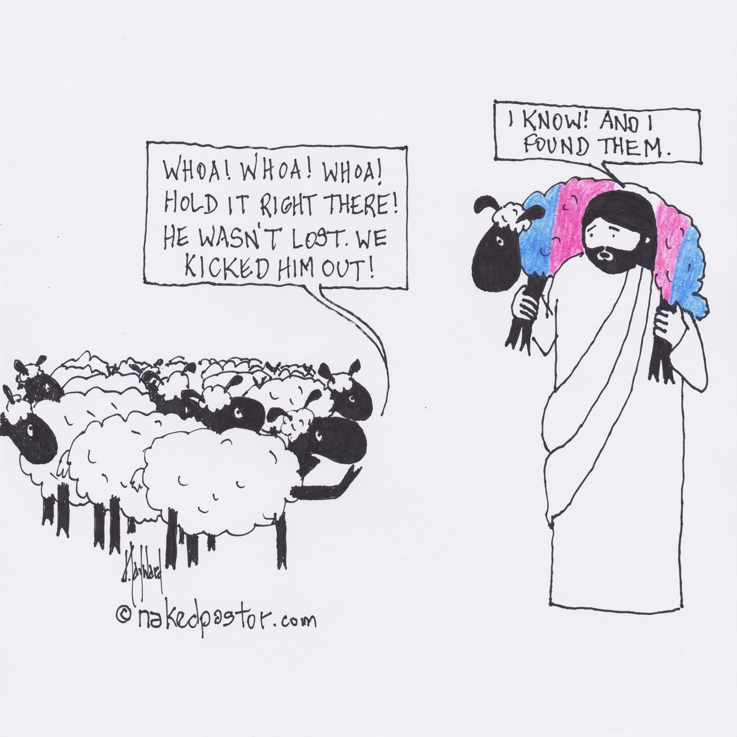 Transgender Lamb Him/Them Digital Cartoon - by nakedpastor