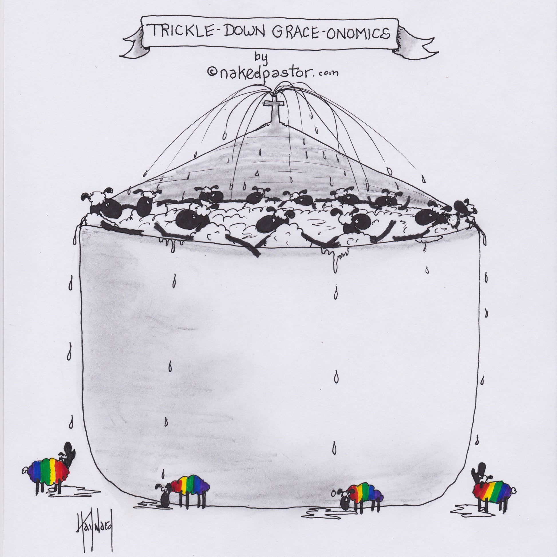 Trickle-Down Graceonomics Digital Cartoon - by nakedpastor