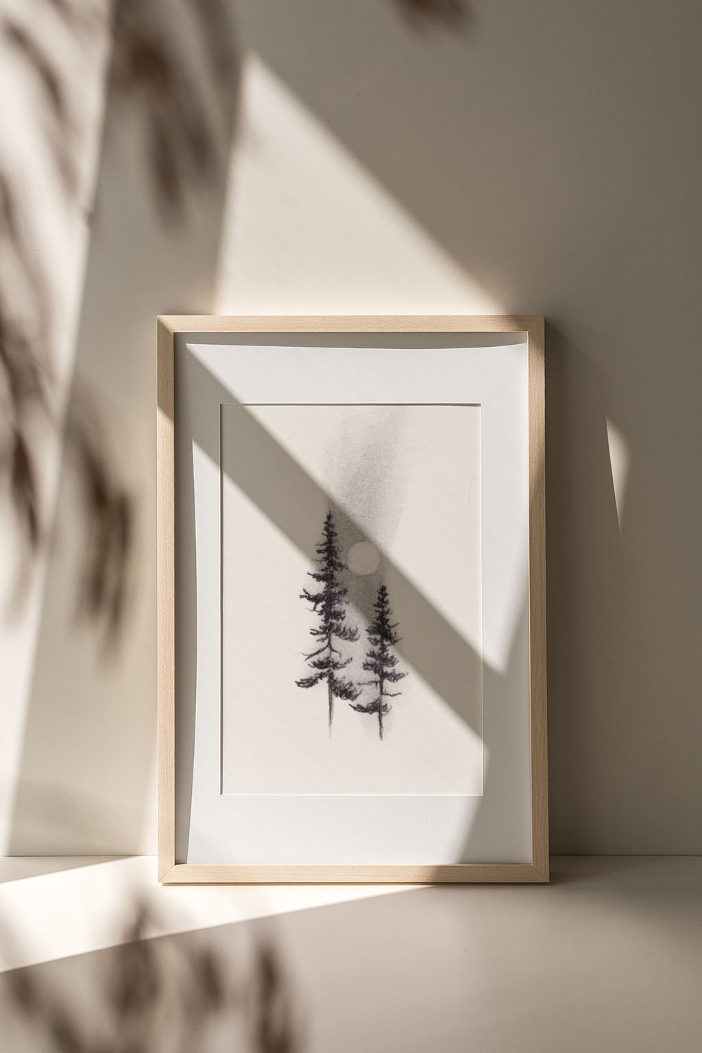 Two Pines Charcoal Drawing Print - by nakedpastor