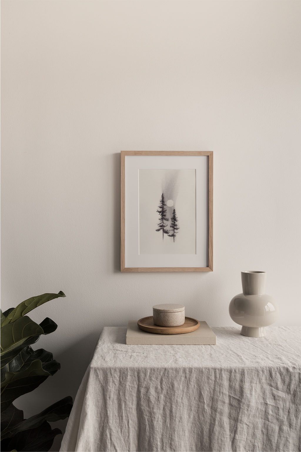 Two Pines Charcoal Drawing Print - by nakedpastor