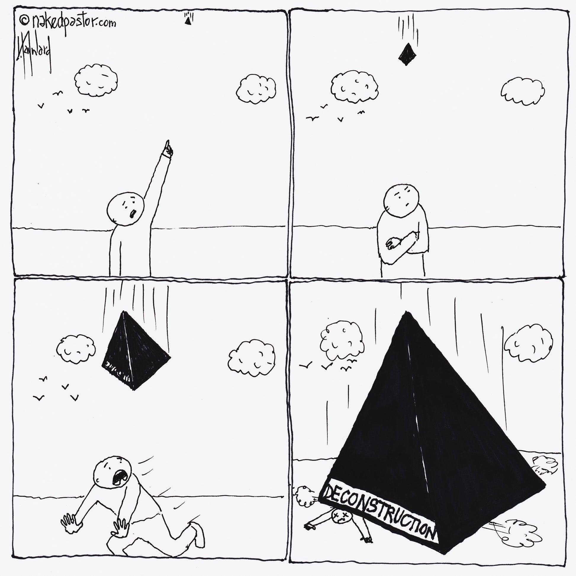 When Deconstruction Hits You Hard Digital Cartoon - by nakedpastor