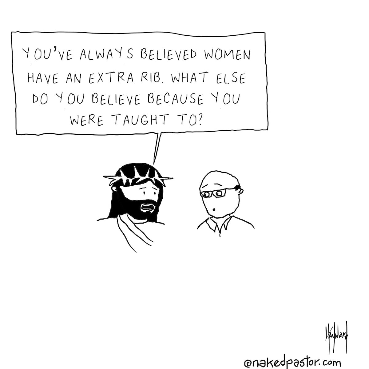 Women Have an Extra Rib Digital Cartoon