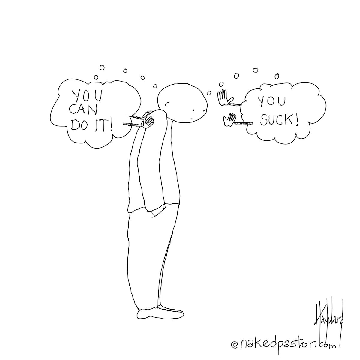 You Can Do It You Suck Digital Cartoon - by nakedpastor