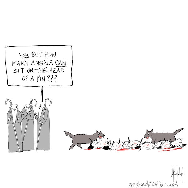 Angels on the Head of a Pin Digital Cartoon - by nakedpastor
