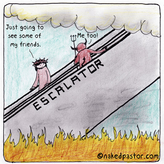 Escalator Digital Cartoon - by nakedpastor