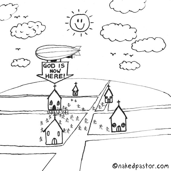 God is Now Here Original Cartoon Drawing - by nakedpastor