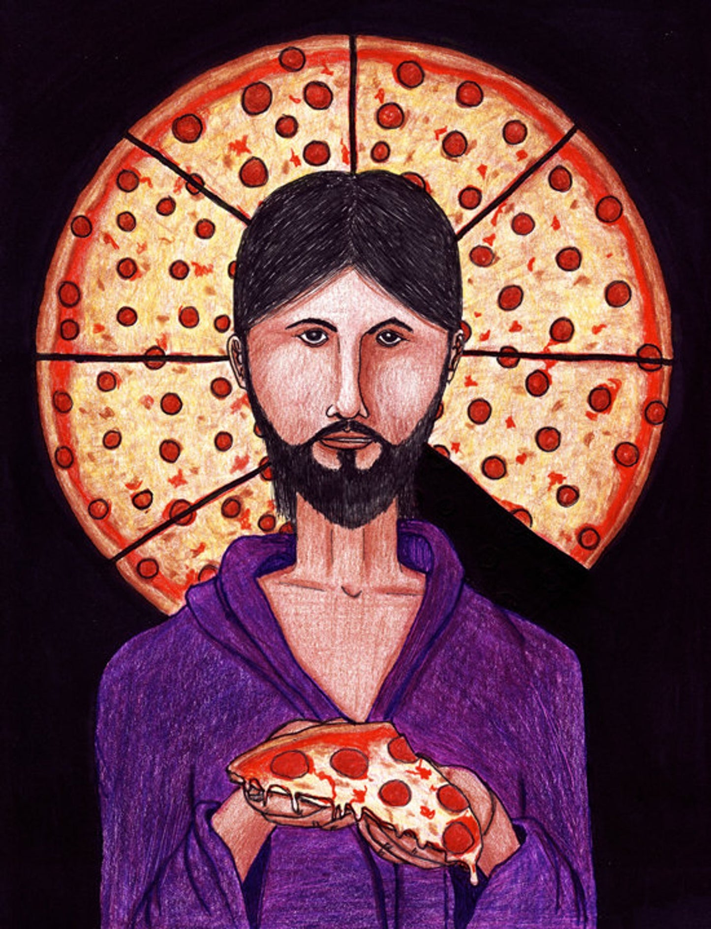 The Pizza Christ Image of Christ Print - by nakedpastor