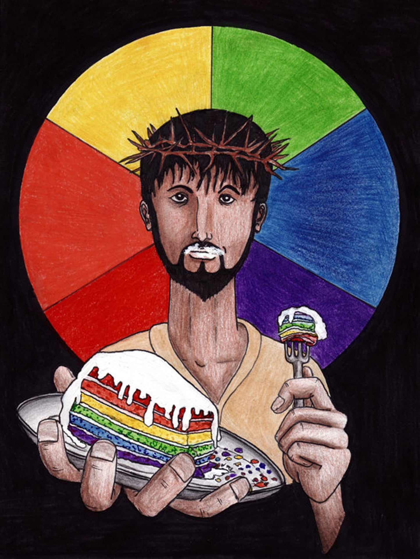 Let Them Eat Cake Jesus Print - by nakedpastor