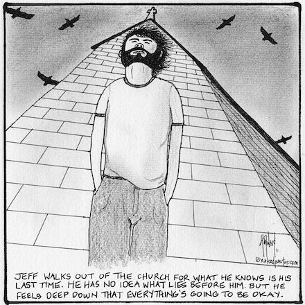 Leaving Church for the Last Time Digital Cartoon - by nakedpastor