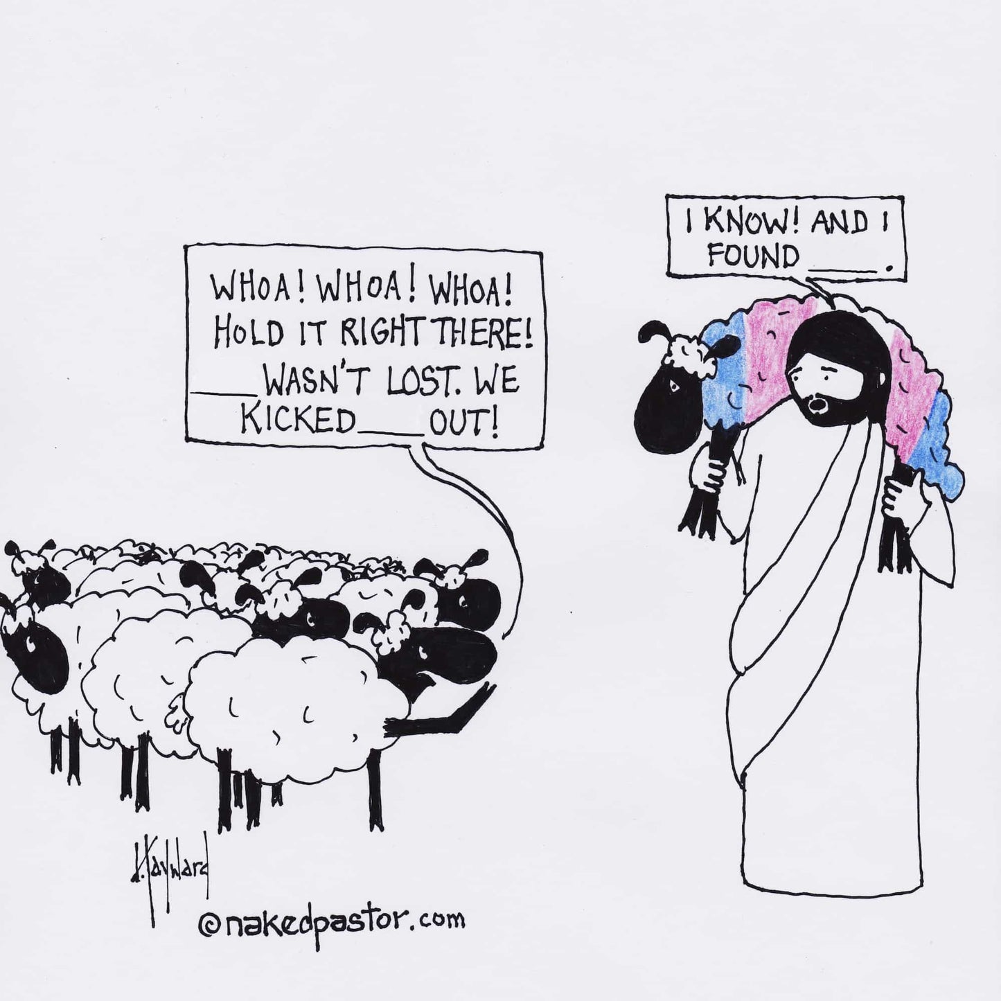 Lost Transgender Lamb - Choose Your Pronouns Print - by nakedpastor