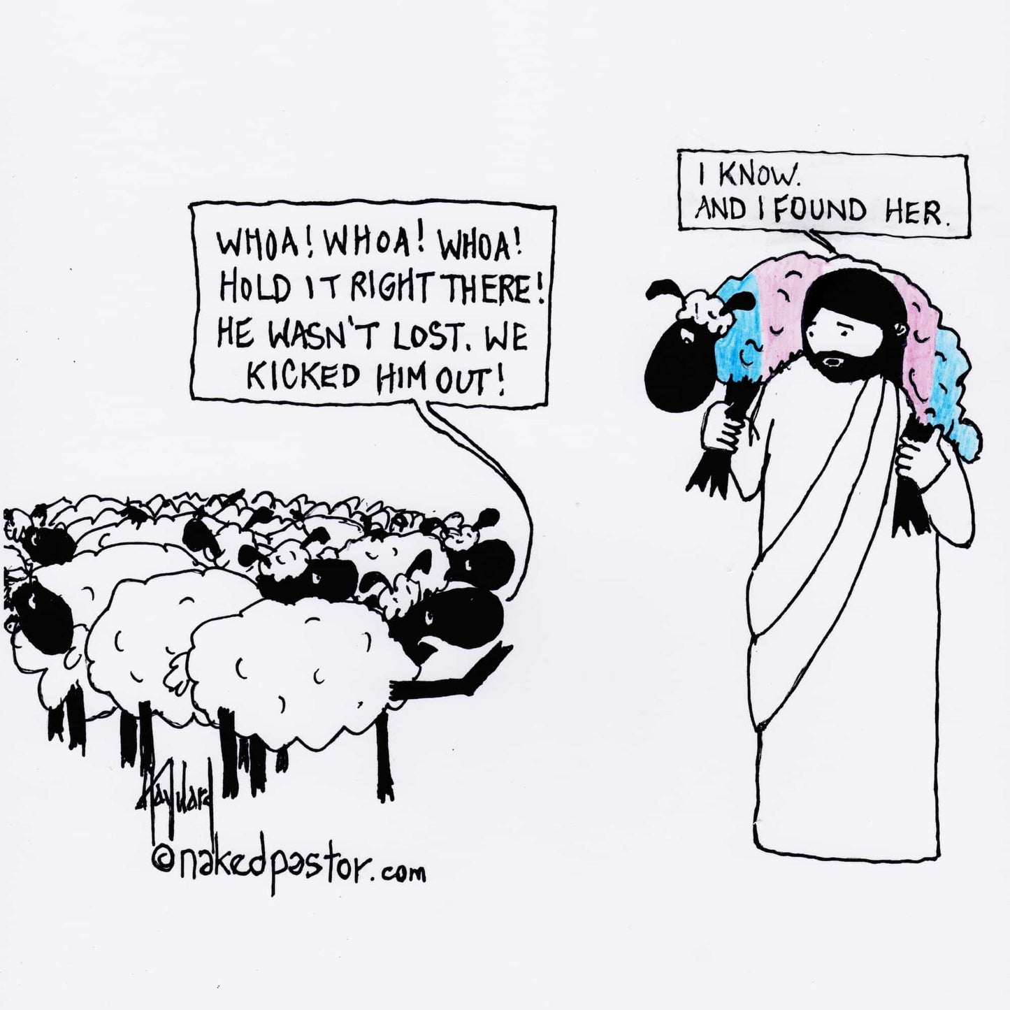 Lost Transgender Lamb - Choose Your Pronouns Print - by nakedpastor