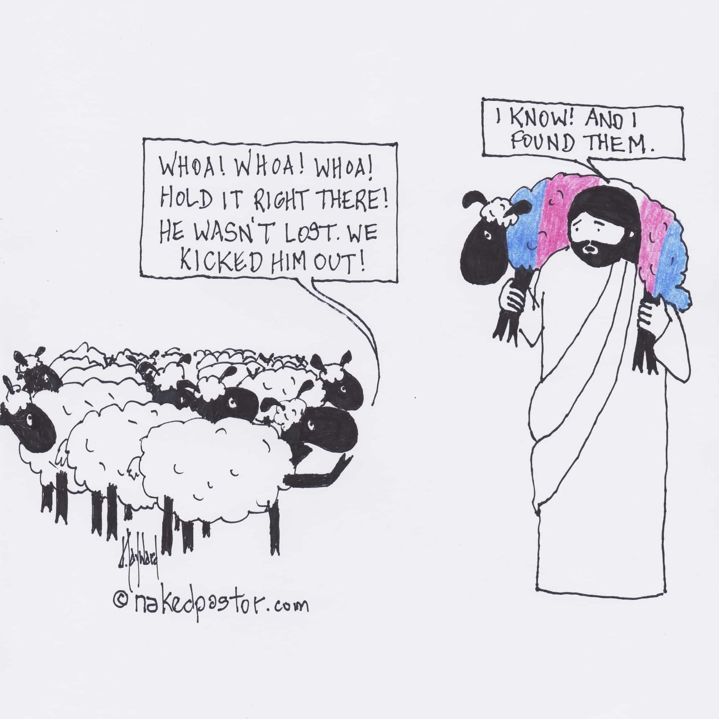 Lost Transgender Lamb - Choose Your Pronouns Print - by nakedpastor